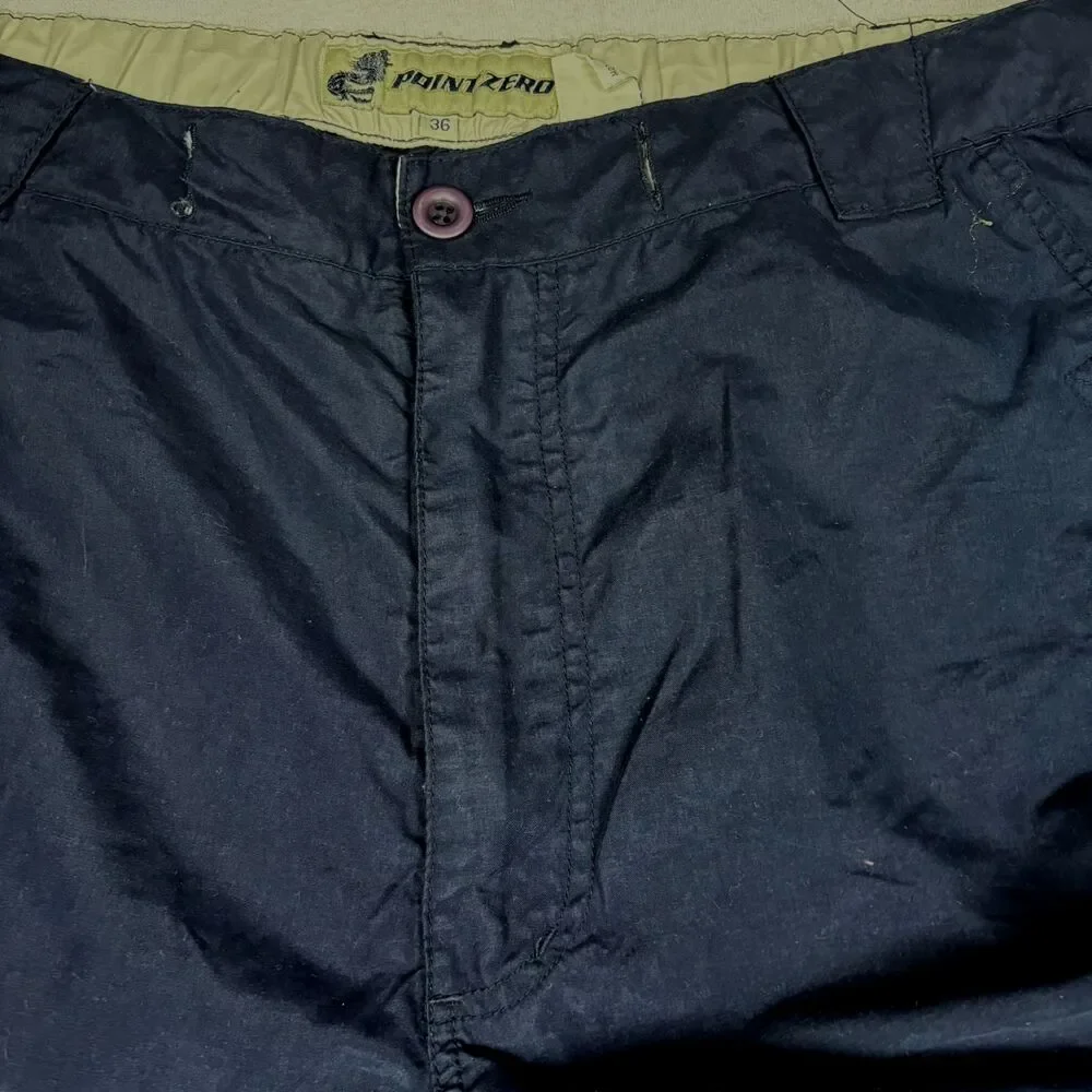 Vintage Y2K Point Zero Navy Cargo Shorts 36 Wide Leg‎ Utility Skater 2000s Baggy